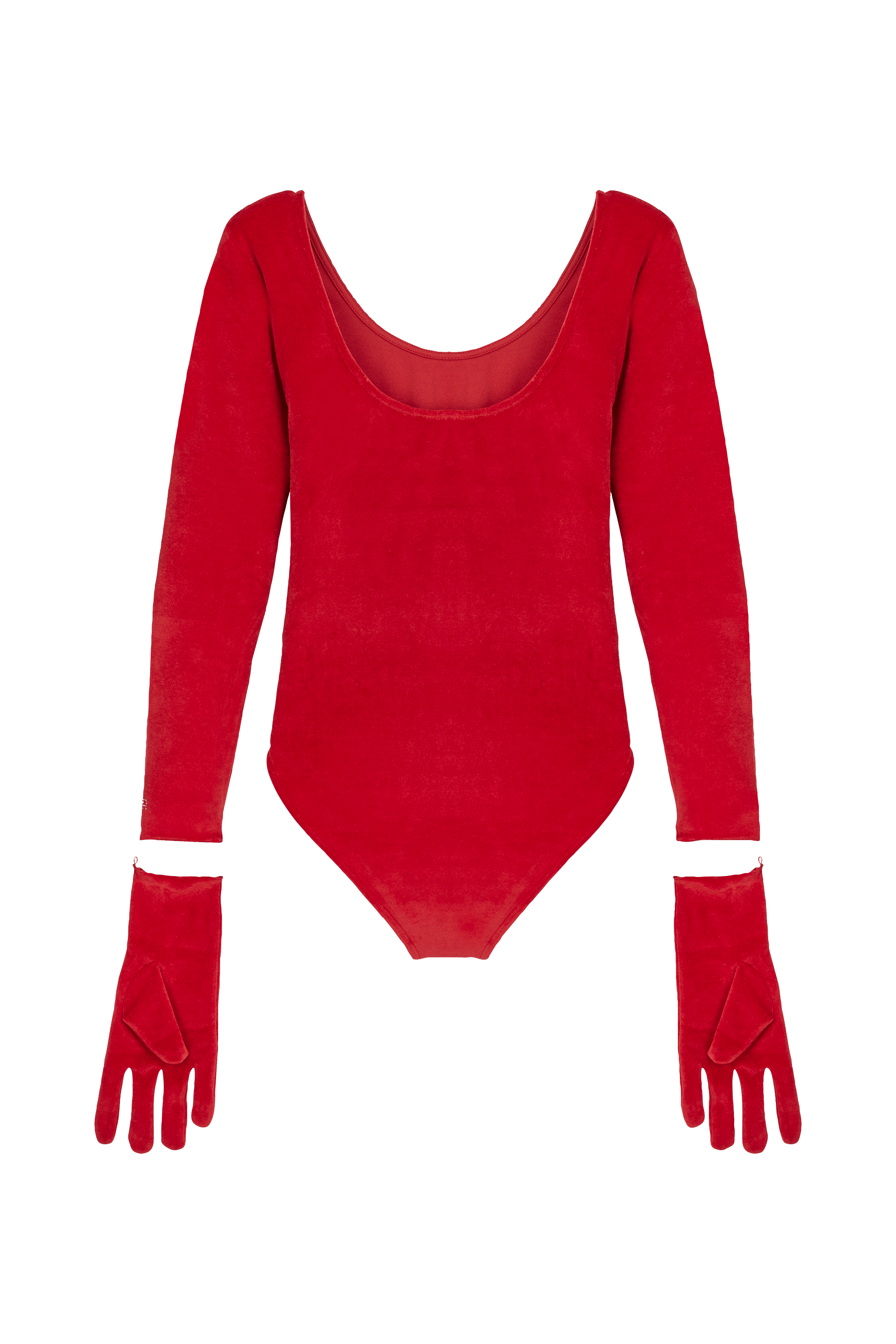 Body à strass avec gants - Rouge