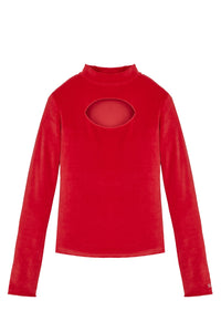 Top Goutte effet peau de pêche - Rouge