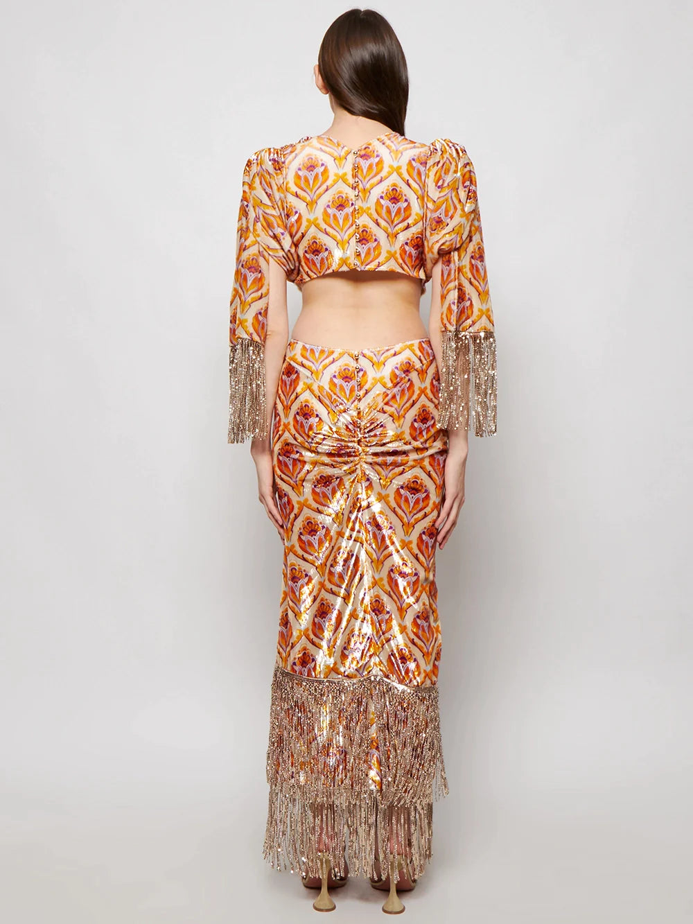 Robe longue à franges pailletées - 70 S Tapestry