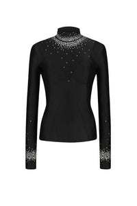 Top à col montant et strass - Black
