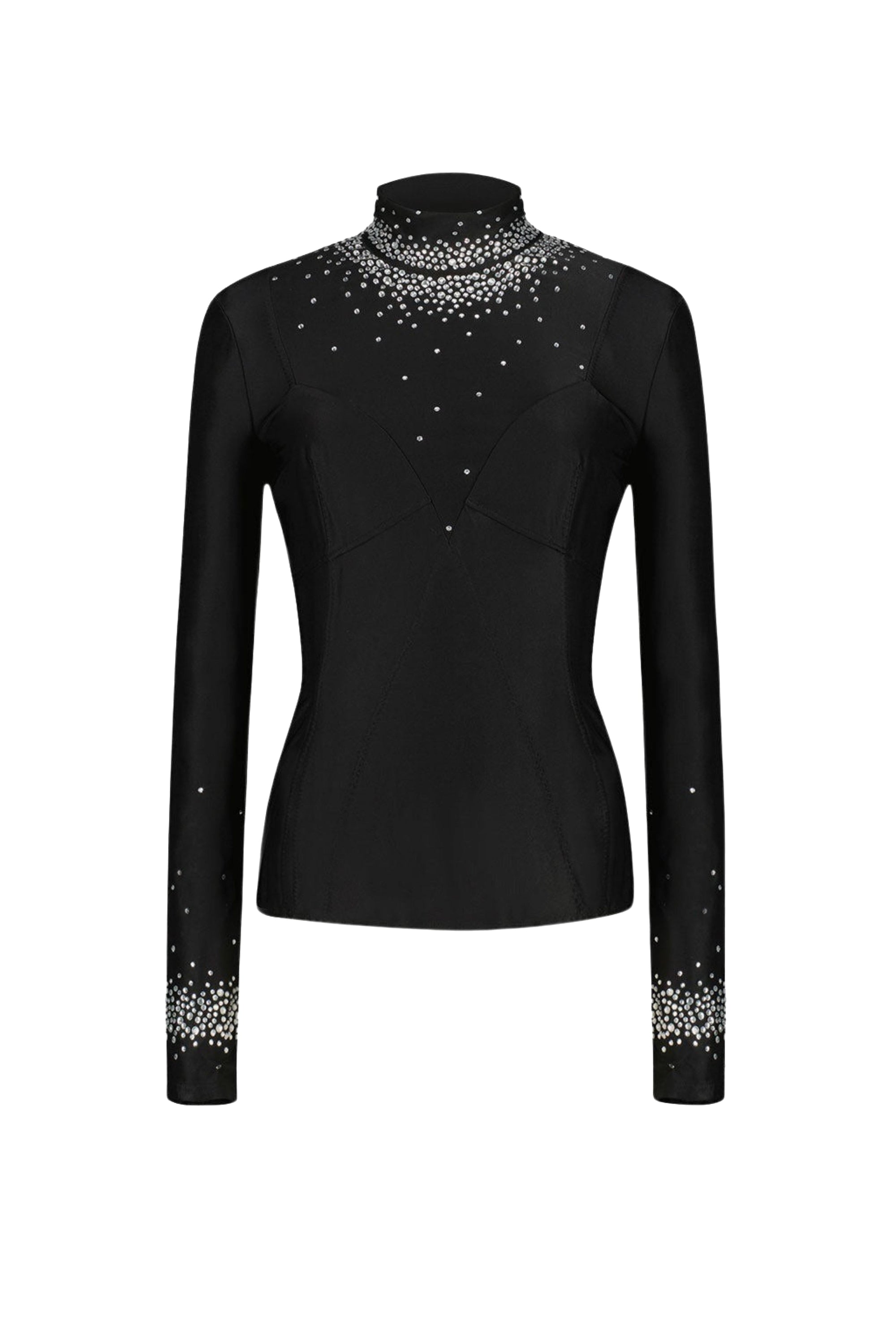 Top à col montant et strass - Black