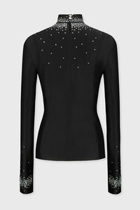 Top à col montant et strass - Black