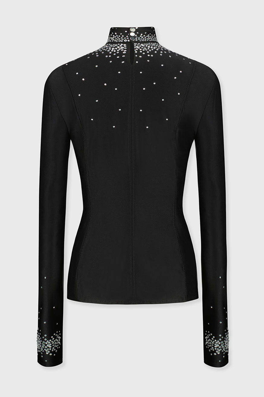 Top à col montant et strass - Black