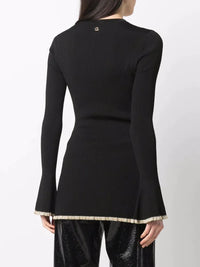 Cardigan ajusté boutonné - Light Gold & Black