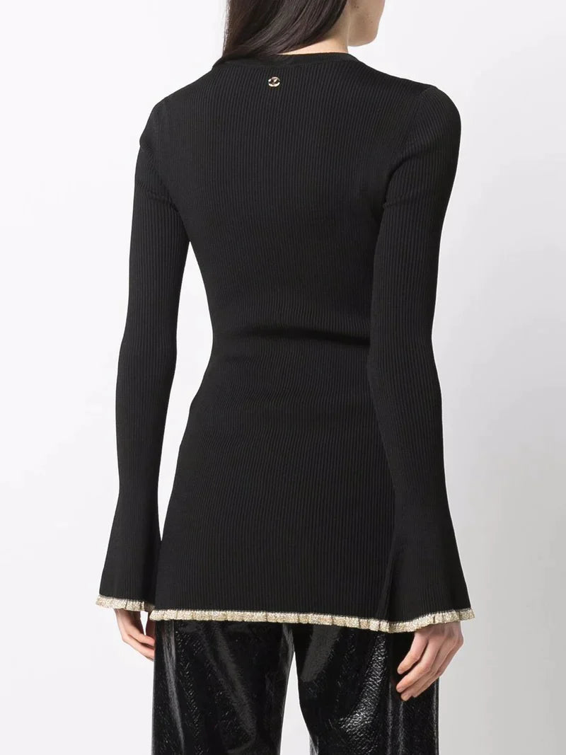 Cardigan ajusté boutonné - Light Gold & Black