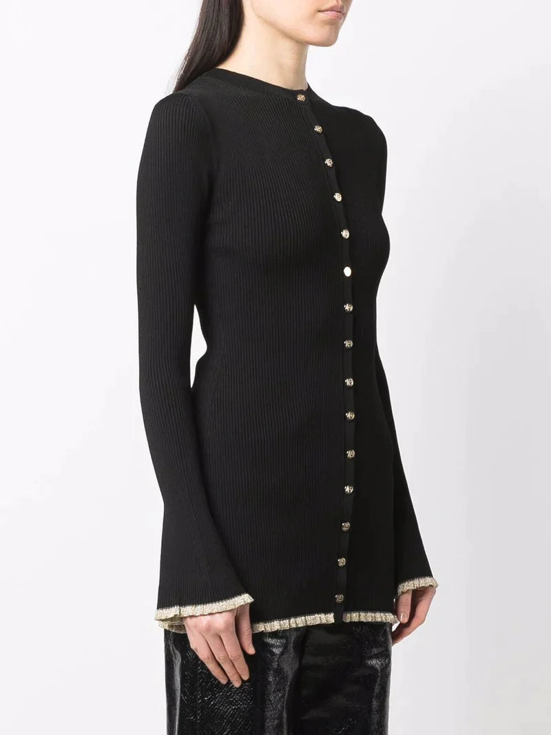 Cardigan ajusté boutonné - Light Gold & Black