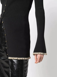 Cardigan ajusté boutonné - Light Gold & Black
