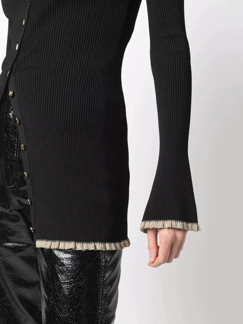 Cardigan ajusté boutonné - Light Gold & Black