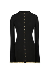 Cardigan ajusté boutonné - Light Gold & Black