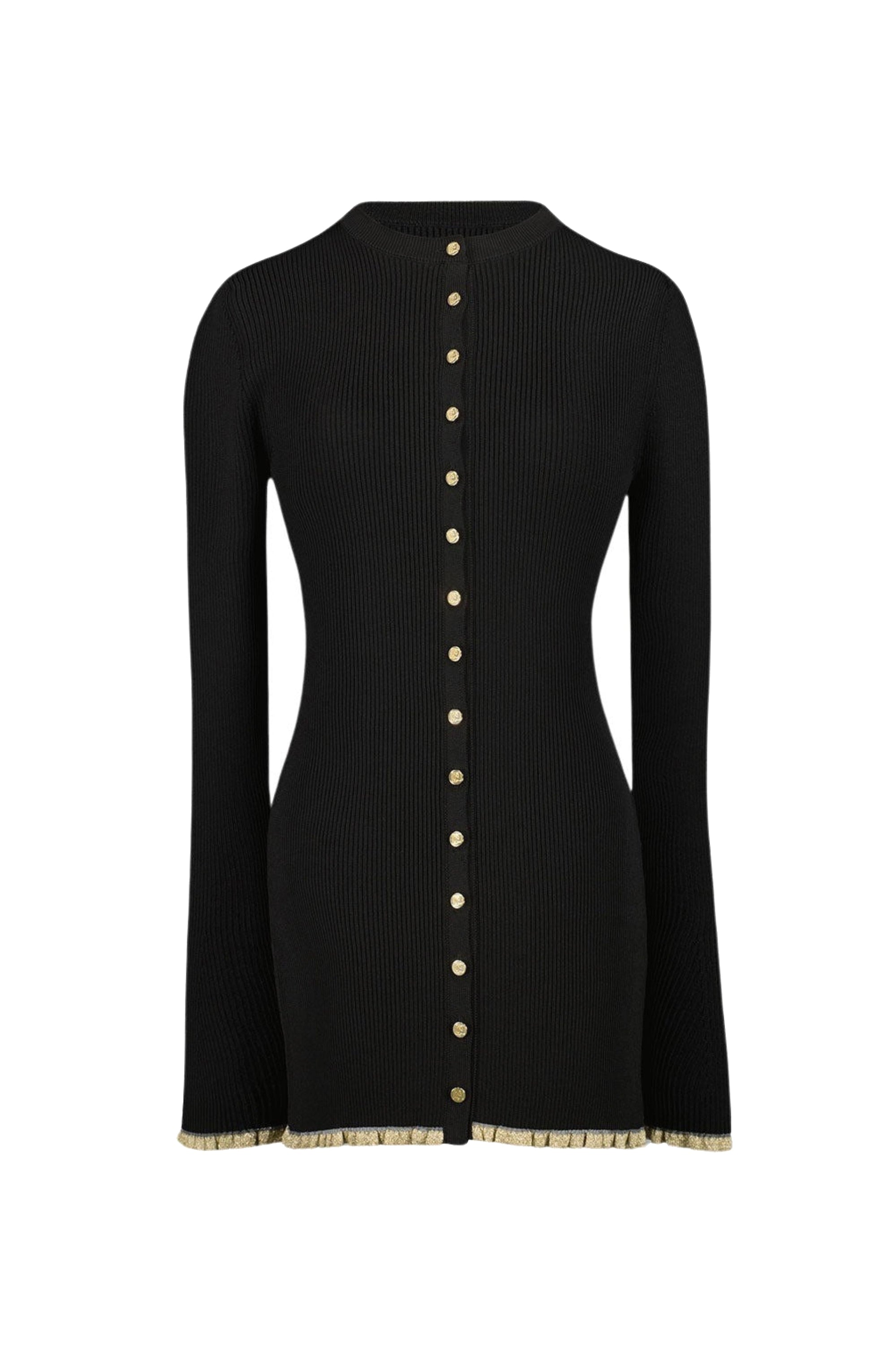 Cardigan ajusté boutonné - Light Gold & Black