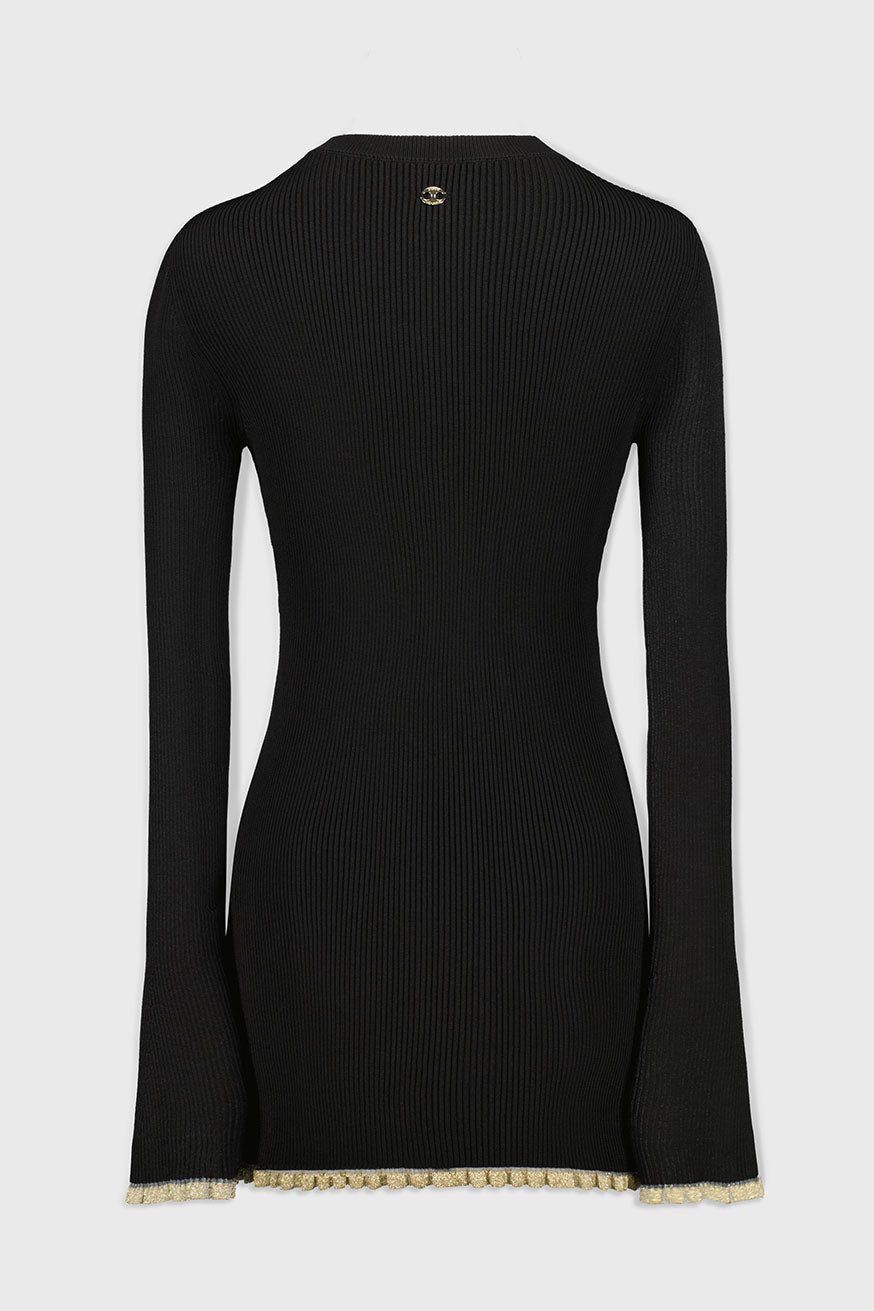 Cardigan ajusté boutonné - Light Gold & Black
