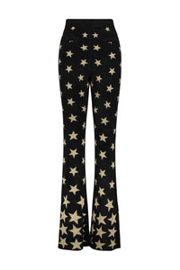 Pantalon évasé à motif étoiles - Light Gold & Black