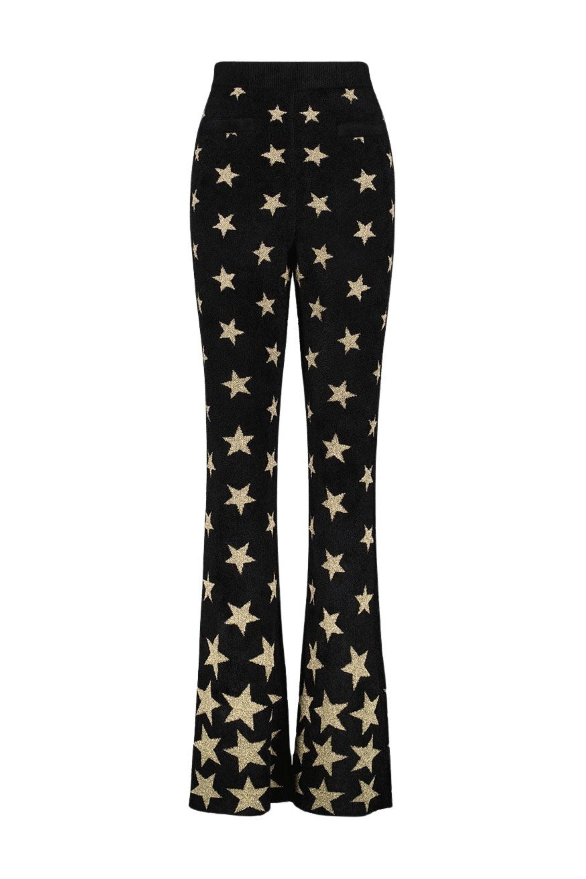 Pantalon évasé à motif étoiles - Light Gold & Black