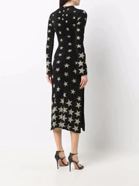 Robe longue à motif étoiles - Light Gold & Black
