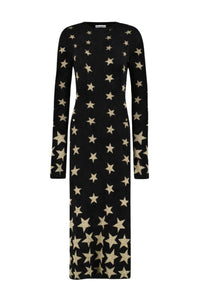 Robe longue à motif étoiles - Light Gold & Black