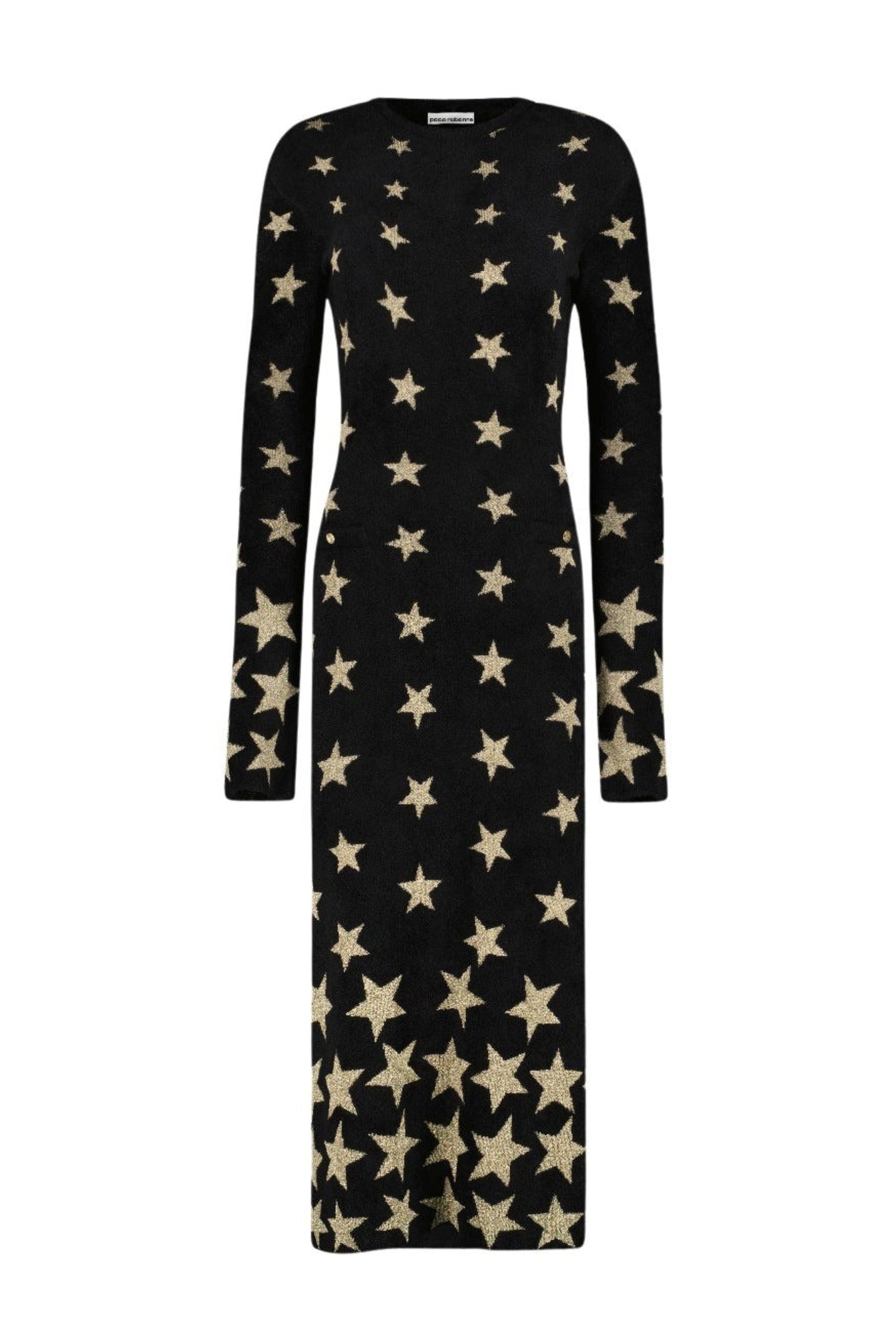 Robe longue à motif étoiles - Light Gold & Black