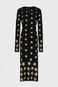 Robe longue à motif étoiles - Light Gold & Black