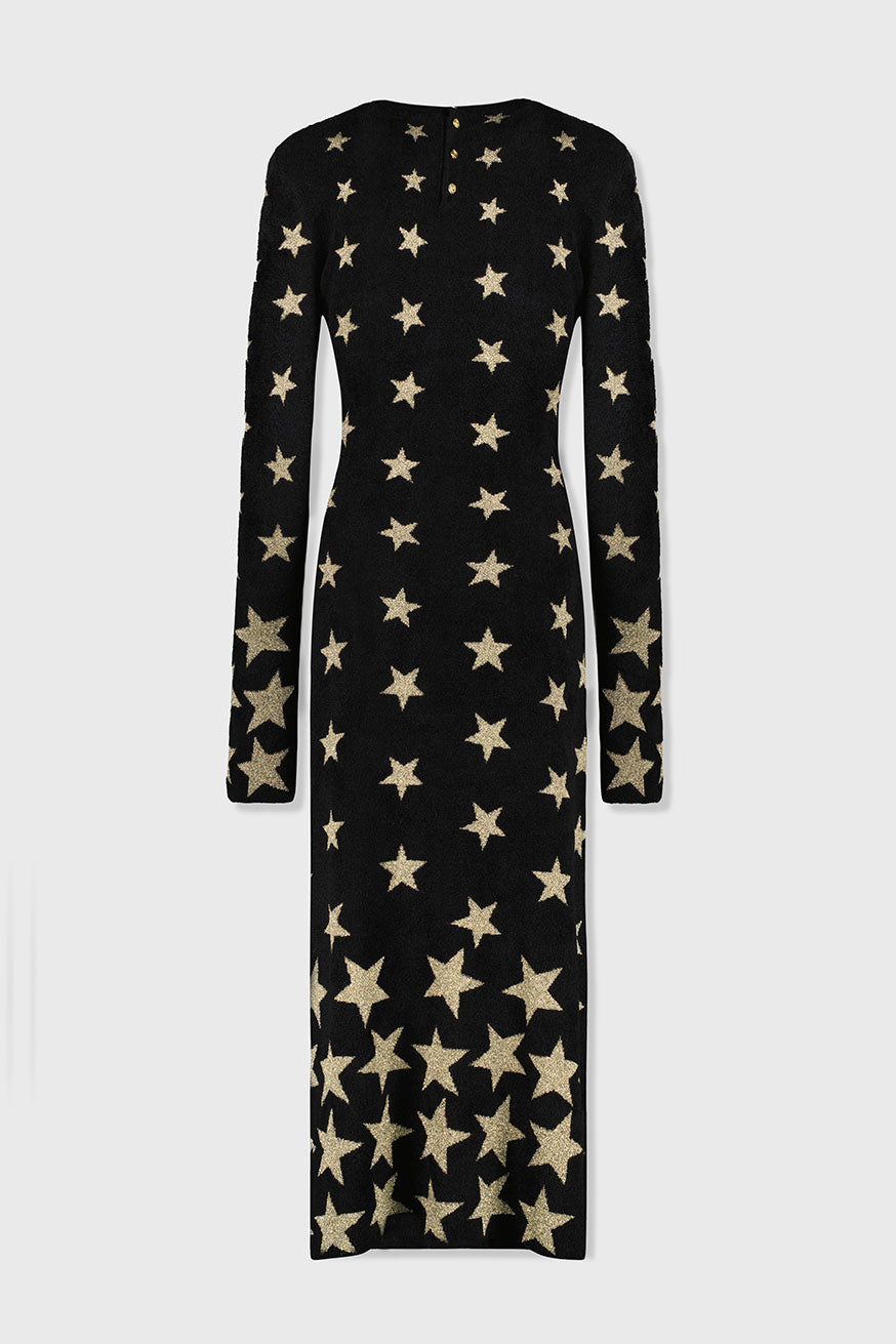 Robe longue à motif étoiles - Light Gold & Black