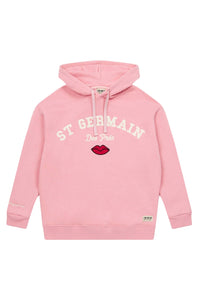 Sweat à capuche en molleton oversize brodé - Rose