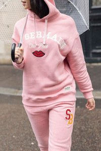 Sweat à capuche en molleton oversize brodé - Rose