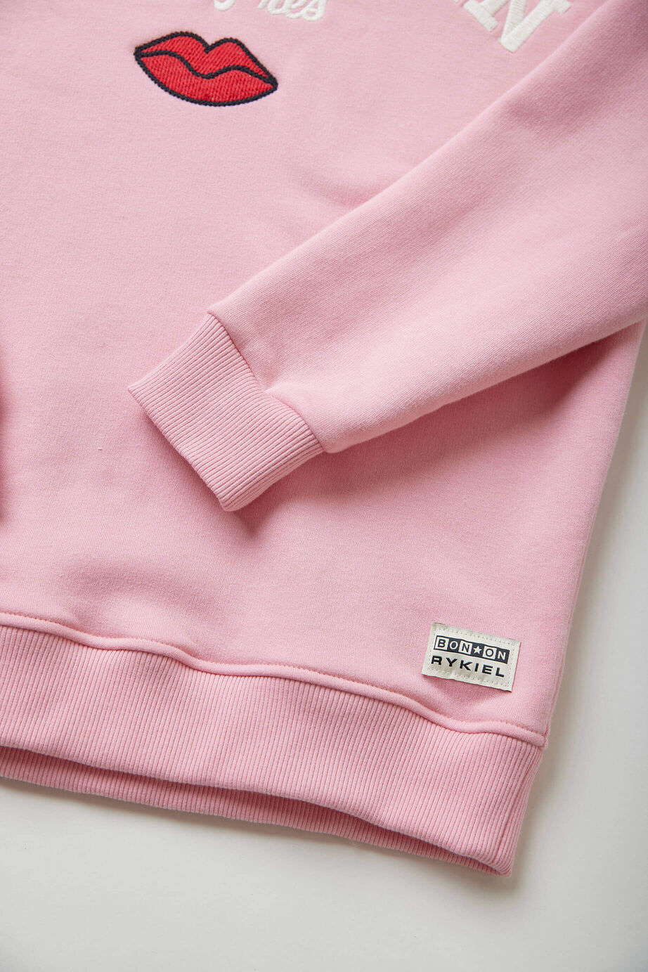 Sweat à capuche en molleton oversize brodé - Rose