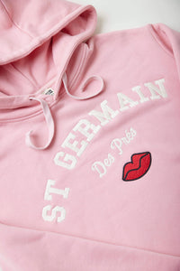 Sweat à capuche en molleton oversize brodé - Rose