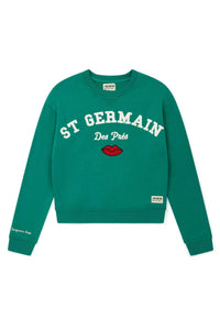 Sweat court en molleton oversize brodé - Vert
