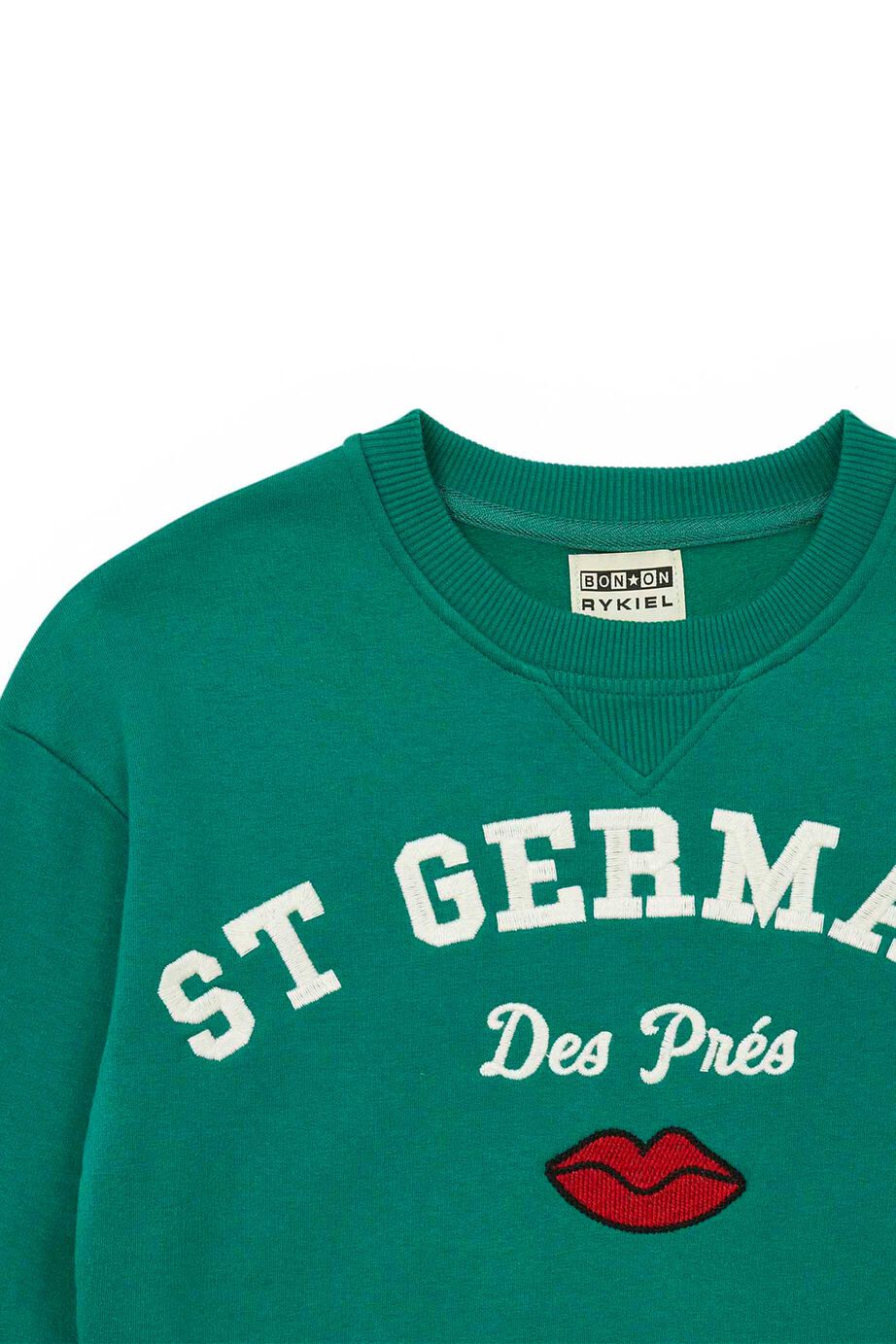 Sweat court en molleton oversize brodé - Vert