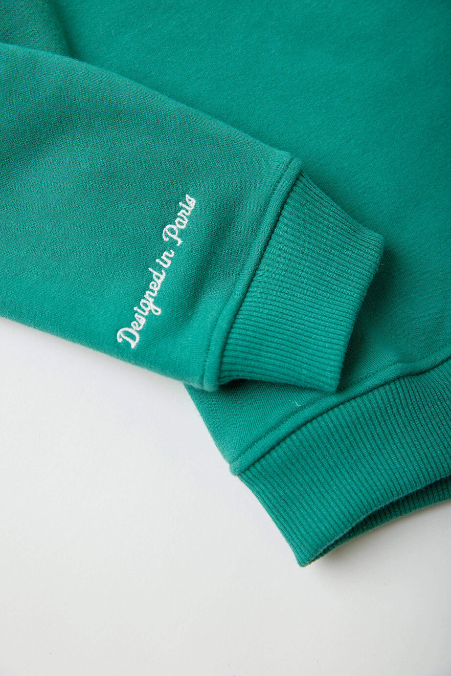 Sweat court en molleton oversize brodé - Vert
