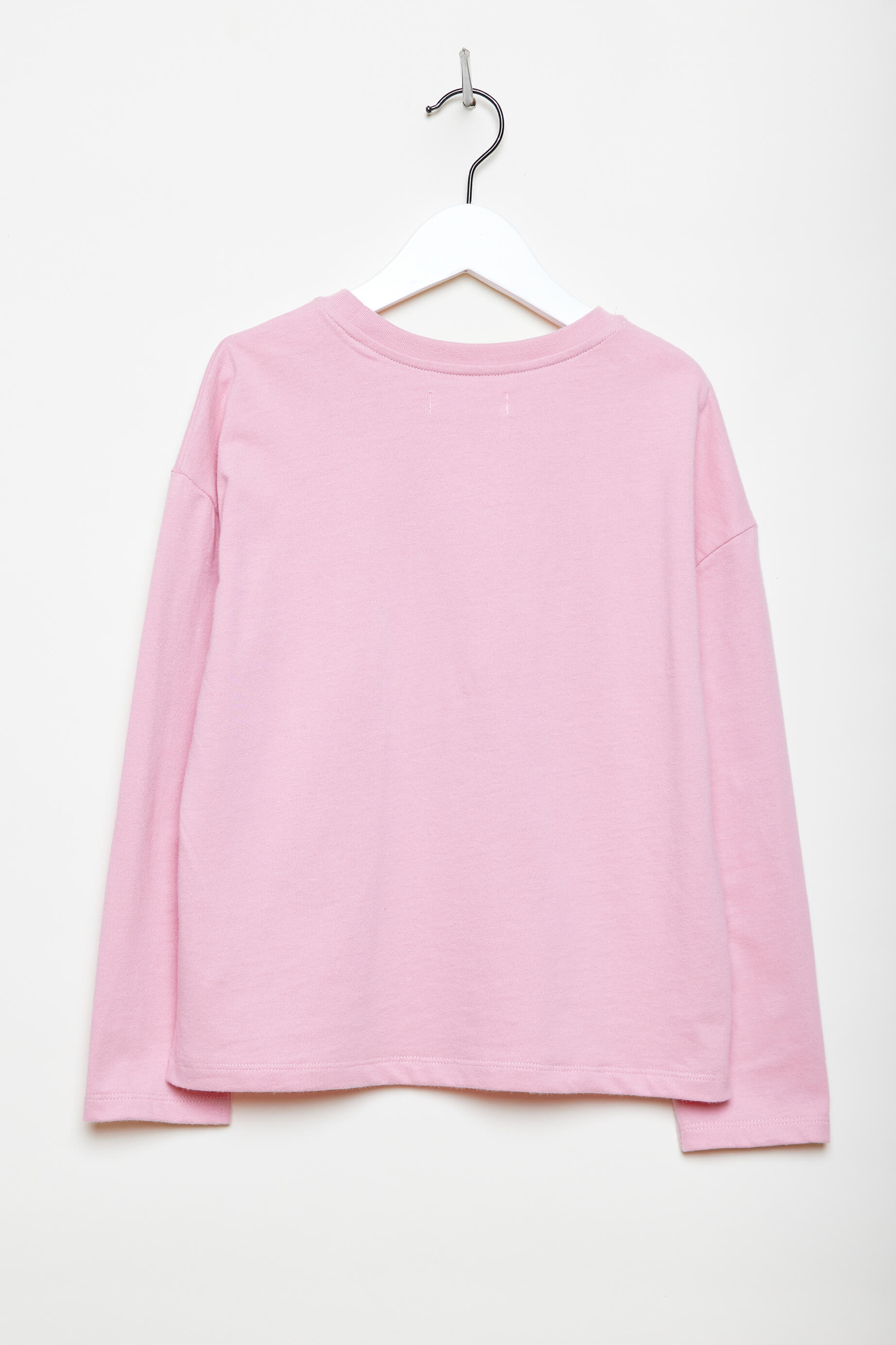 T-shirt col rond à manches longues tombantes - Rose
