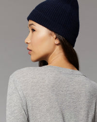 Bonnet à petites cotes en cachemire - Power Blue