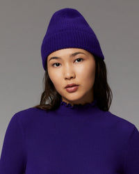 Bonnet à petites cotes en cachemire - Power Blue