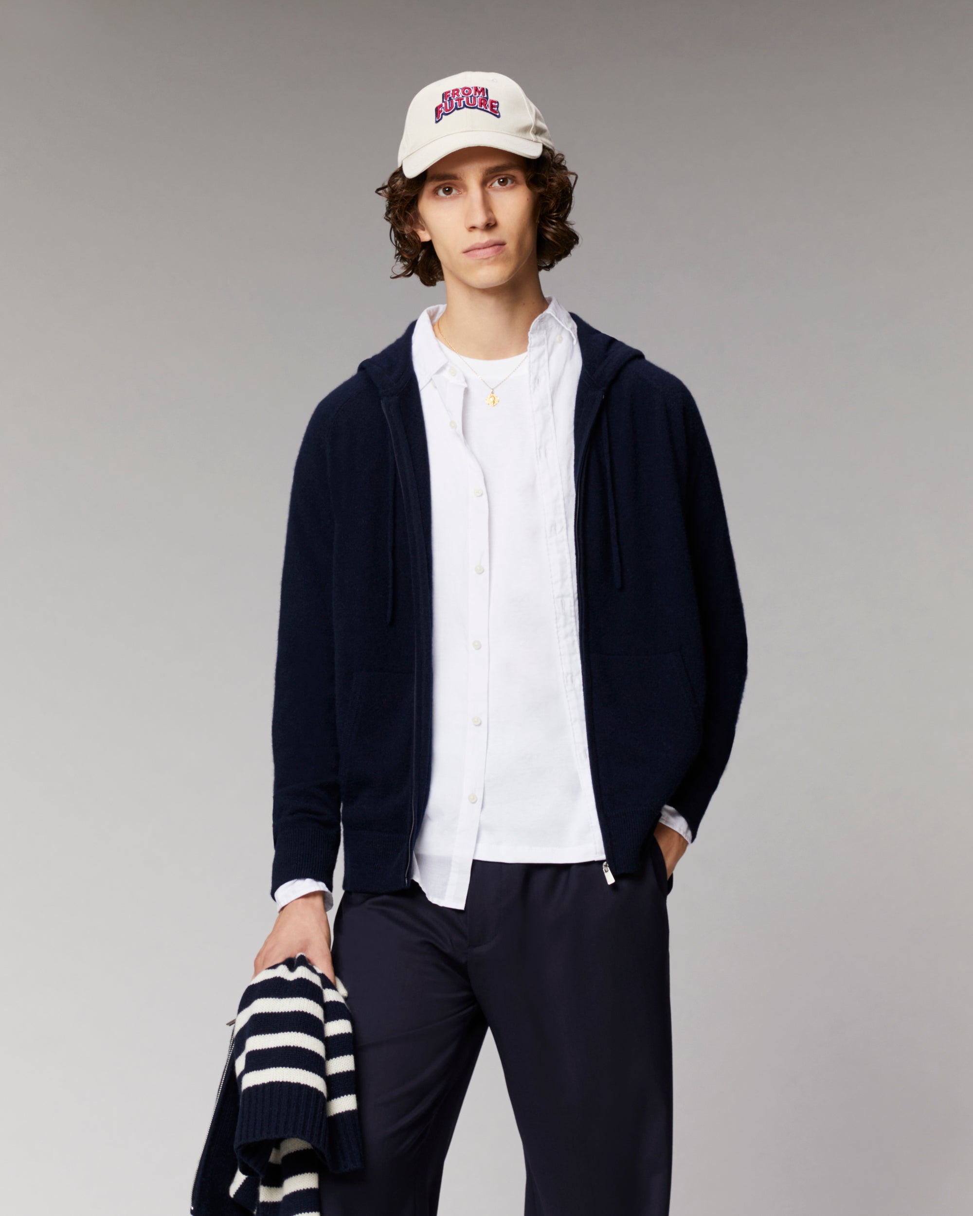 Hoodie zippé en cachemire - Heather Blue
