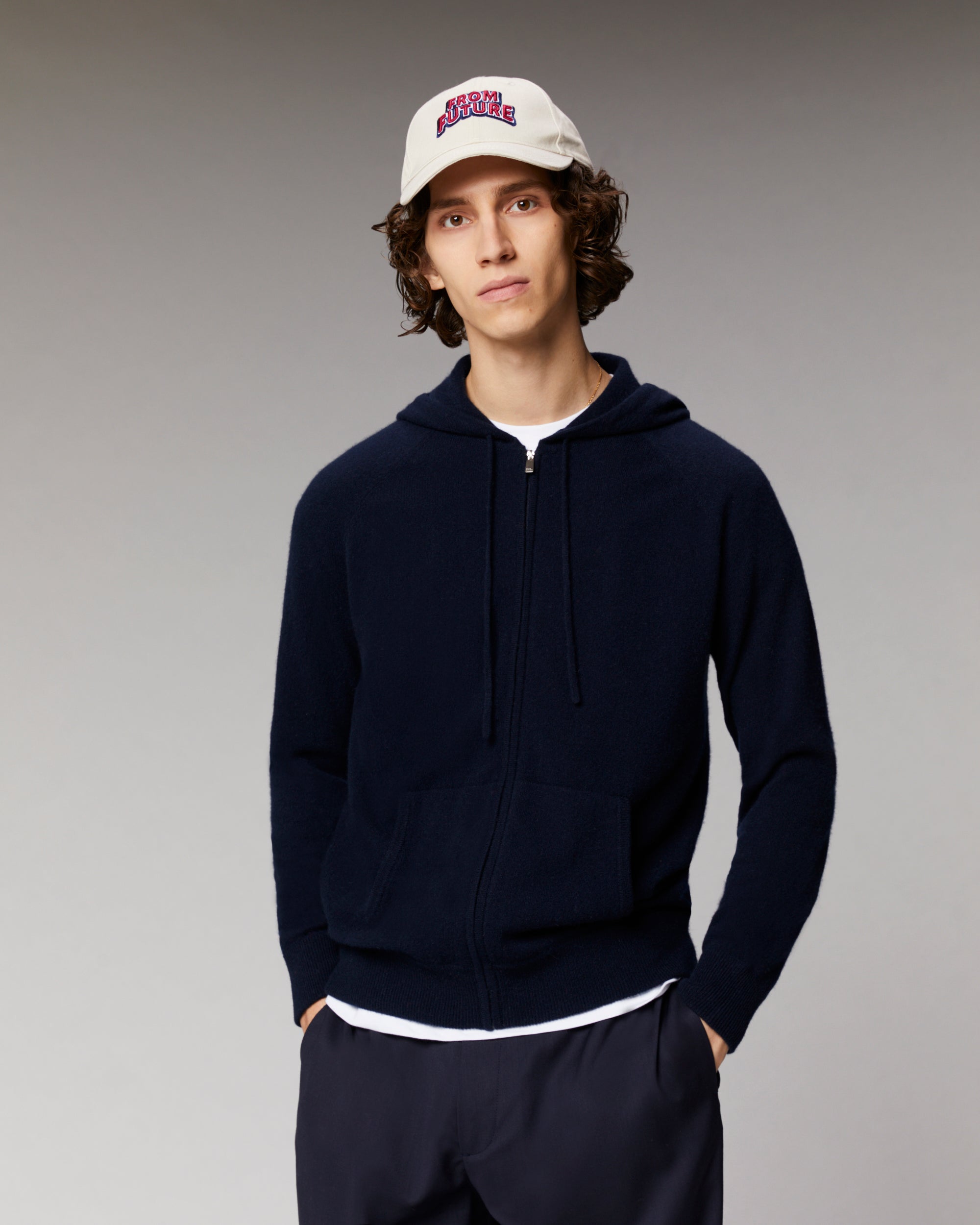 Hoodie zippé en cachemire - Heather Blue