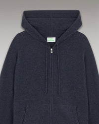 Hoodie zippé en cachemire - Heather Blue