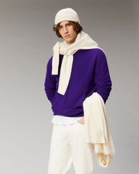 Hoodie à zip en laine mérinos - Cold Blue