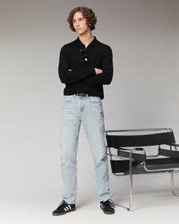 Pull polo en laine mérinos - Sunrise Blue