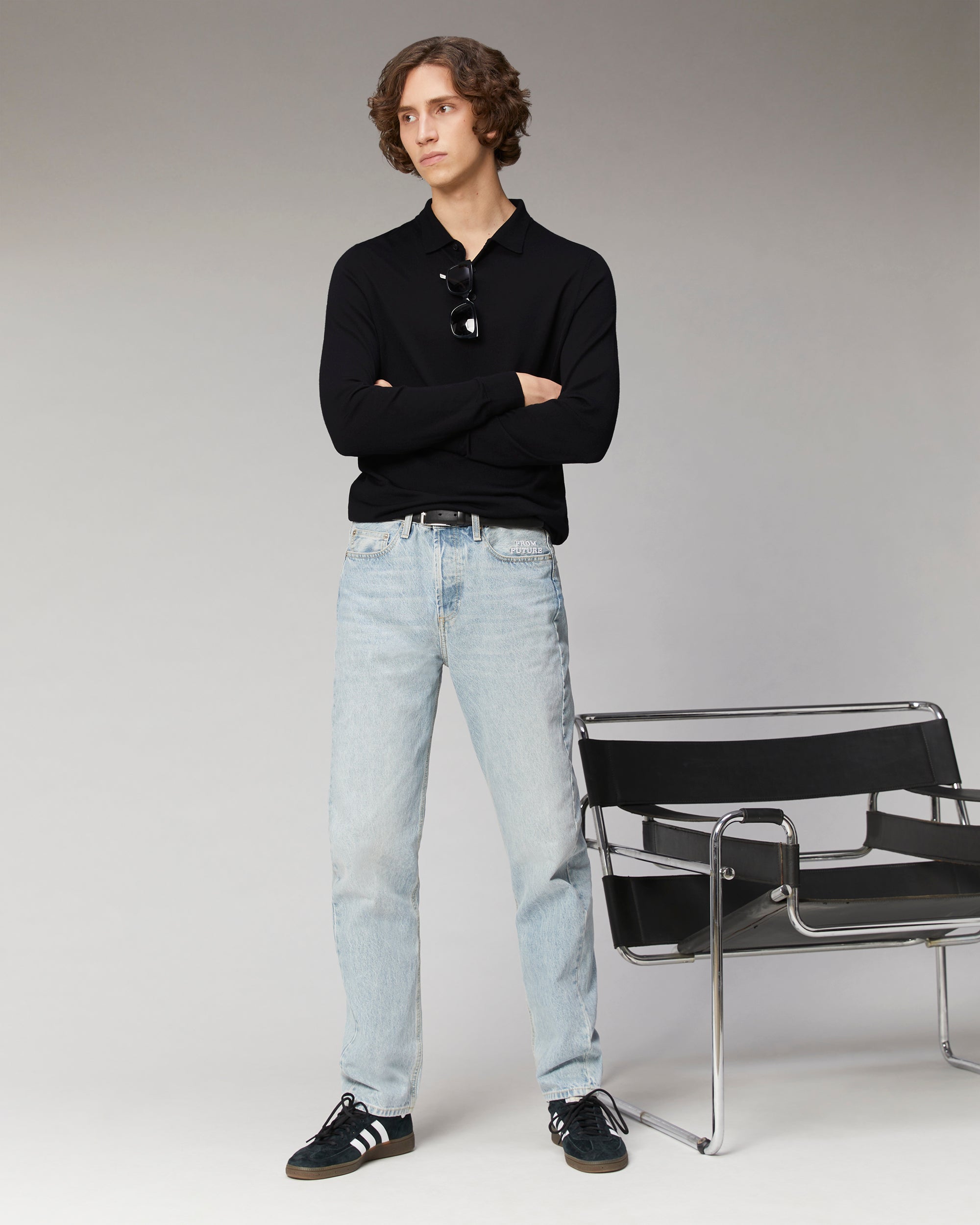 Pull polo en laine mérinos - Sunrise Blue