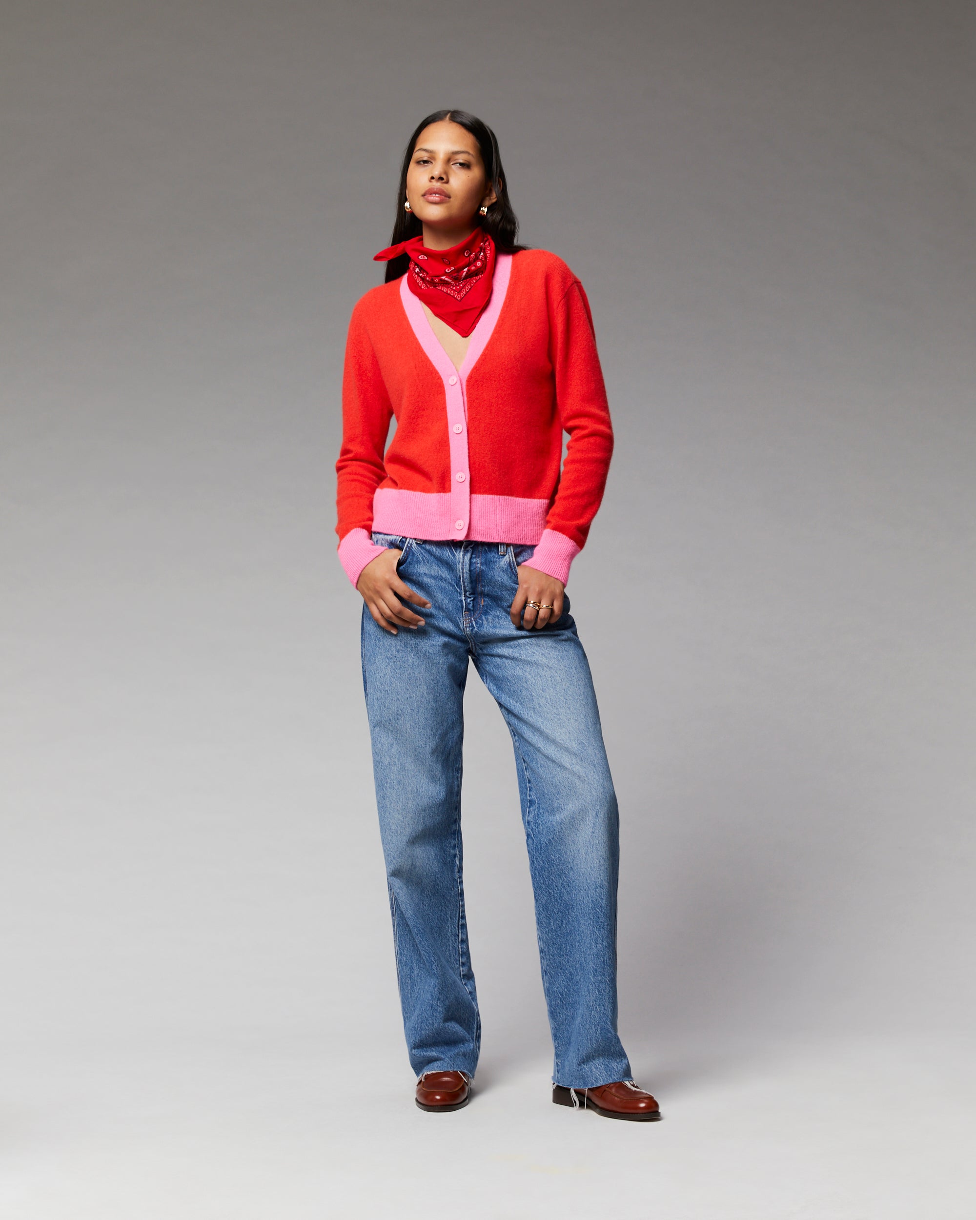 Cardigan court uniforme en cachemire - Intense Purple