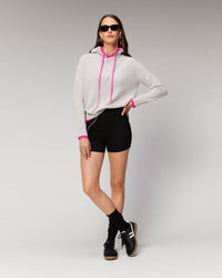Hoodie oversize à liserets contrastés en cachemire - Flash Pink