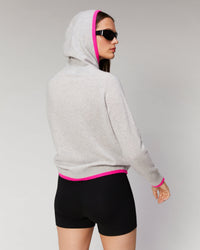 Hoodie oversize à liserets contrastés en cachemire - Flash Pink