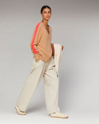 Pull oversize bande manches Light en cachemire - Sunset Pink