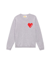 Pull à coeur broderie future en cachemire - Light Heather Gray