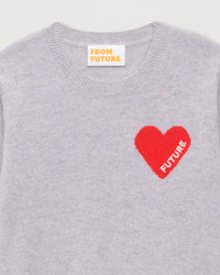 Pull à coeur broderie future en cachemire - Light Heather Gray