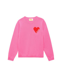 Pull à coeur broderie future en cachemire - Party Pink