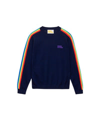 Pull à bande multicolore From Future en laine mérinos - Navy