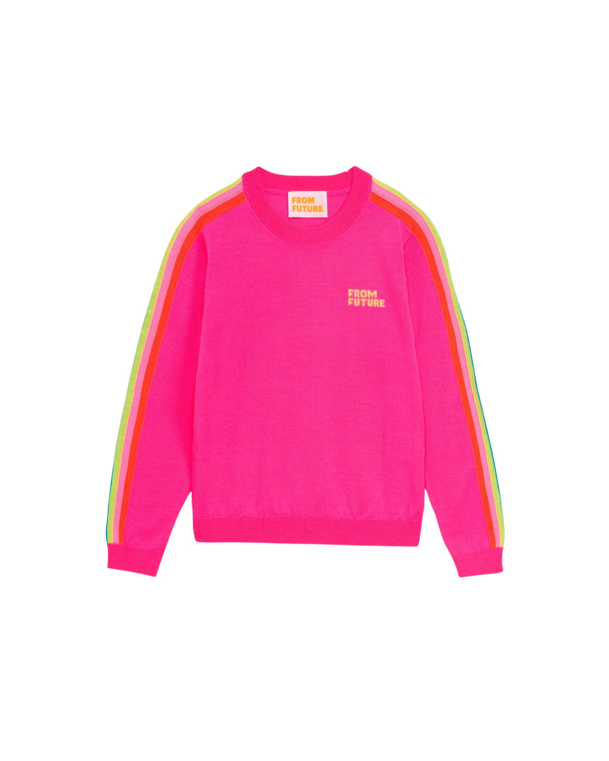 Pull à bande multicolore From Future en laine mérinos - Summer Fuchsia