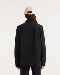 Chemise à manches longues à broderie coeur - Black