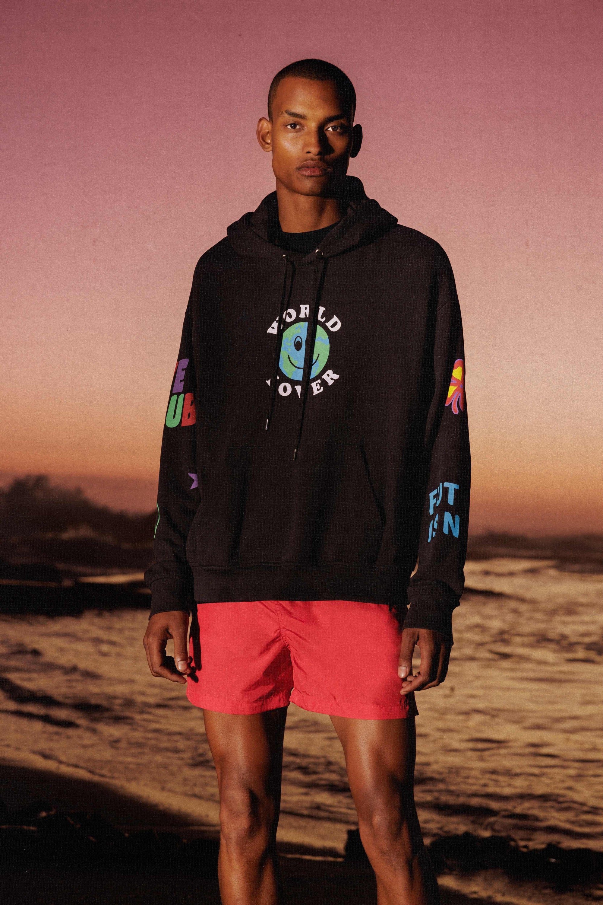 Hoodie World lover - Dark Anthracite