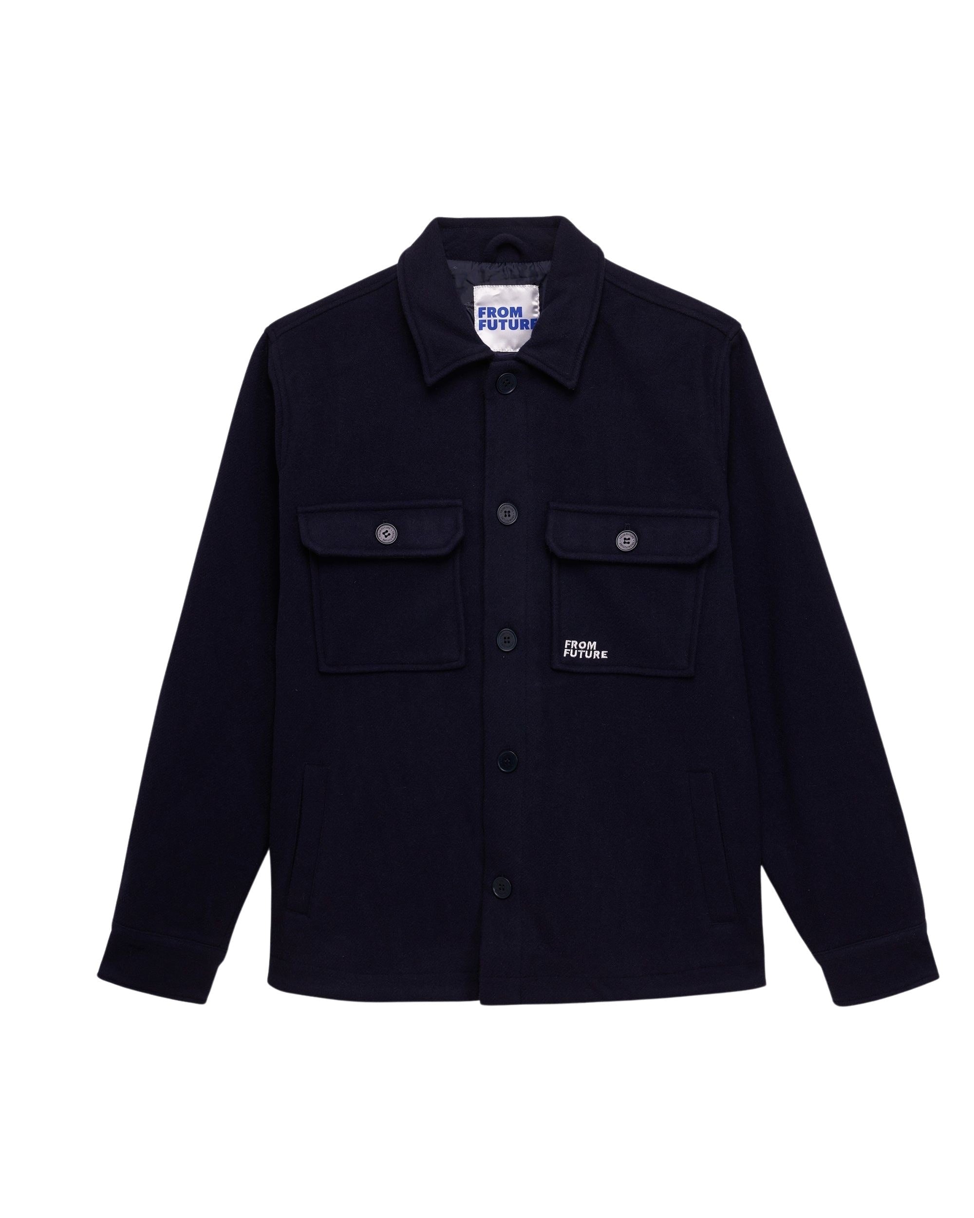 Surchemise classique en laine - Navy